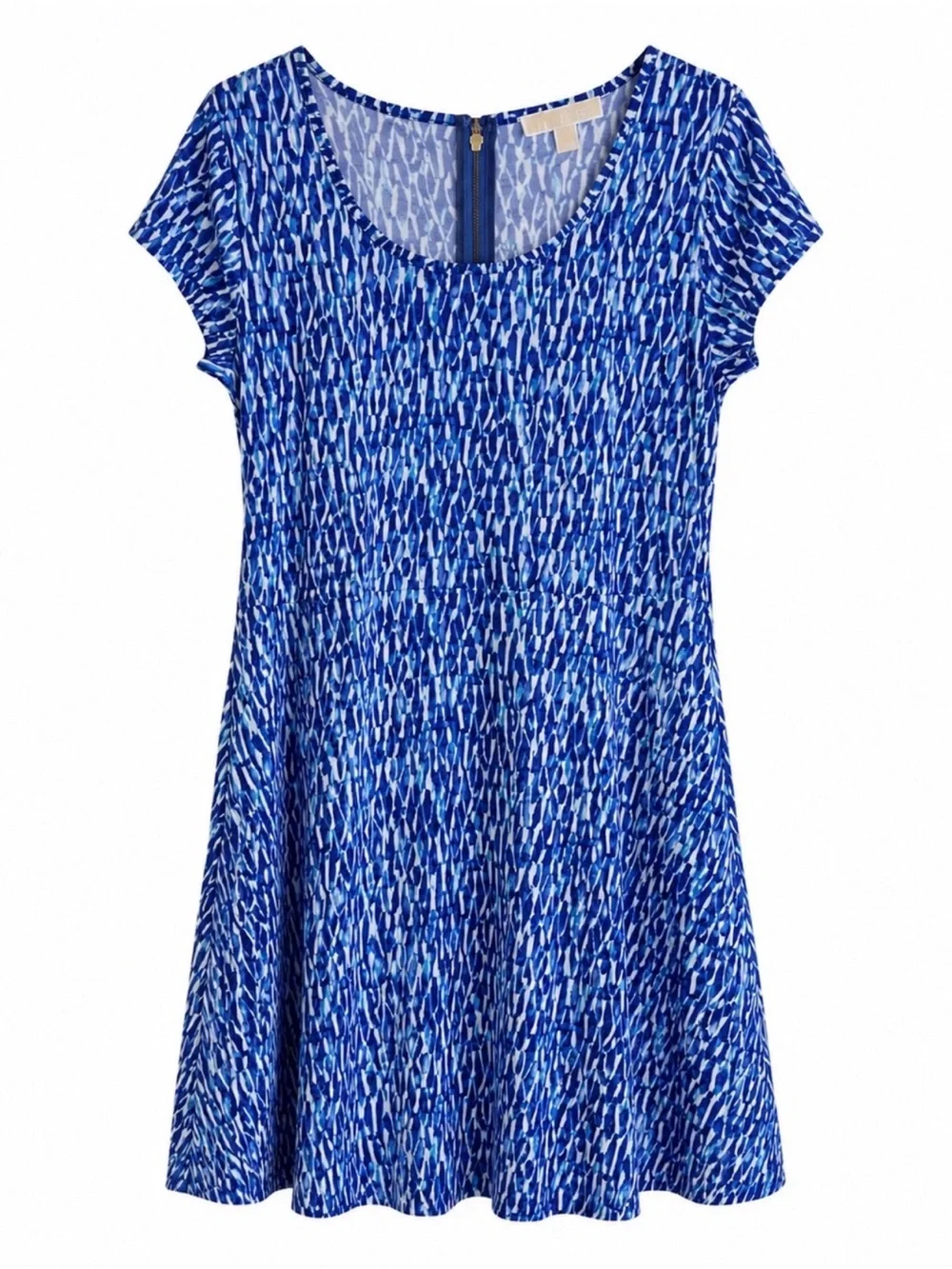 MICHAEL MICHAEL KORS FIT AND FLARE VIBRANT BLUE WHITE BUSINESS CASUAL DRESS XL - Picture 2 of 4